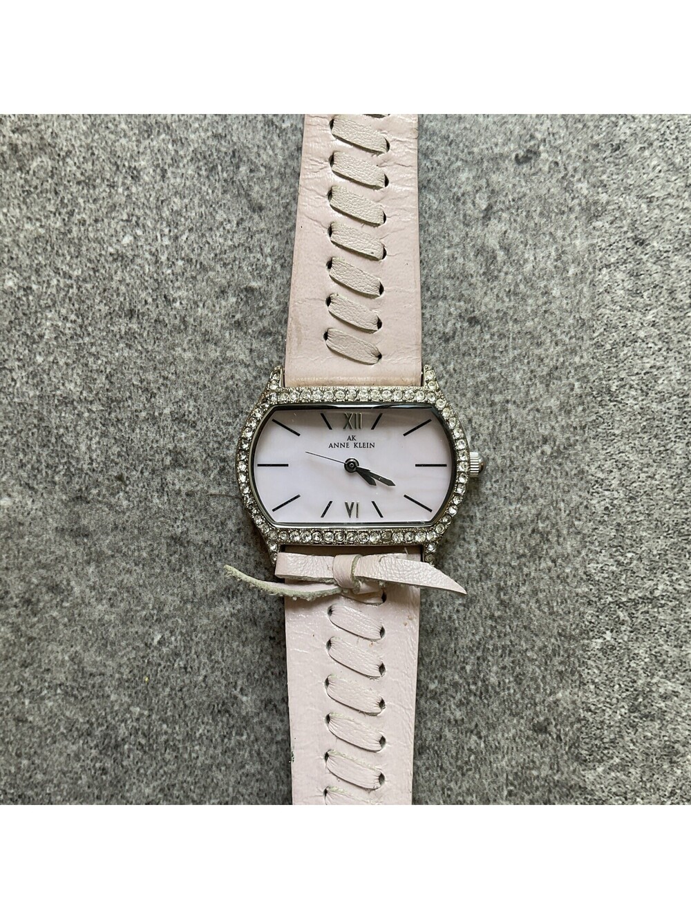 Beautiful Anne Klein Womens Watch 30mm Silver Tone Case With Pink MOP Dial Bin A